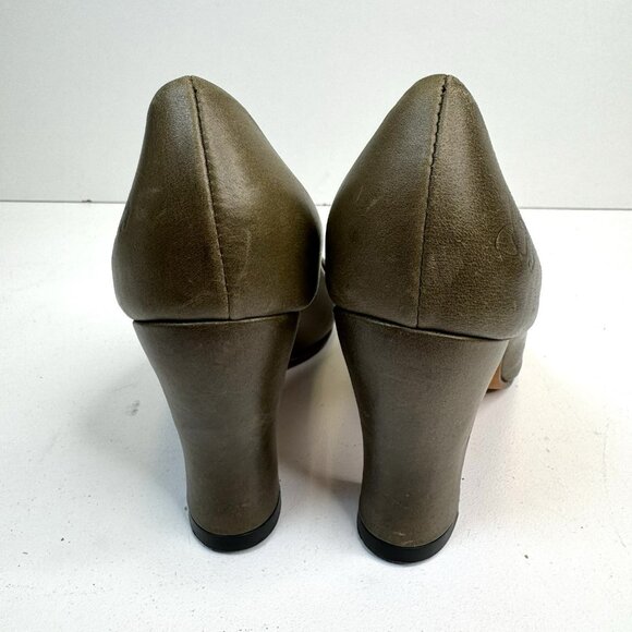 John Fluevog Miracles Medugorje Olive Green Leather Pumps Shoes Women’s Size 7 - Picture 7 of 11